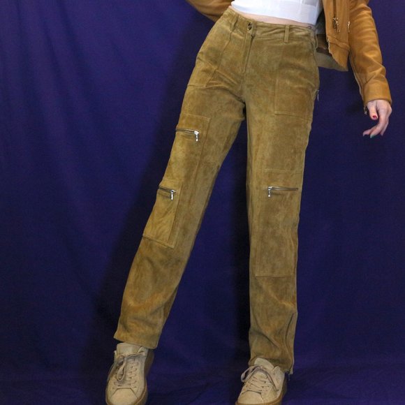 Danier Brown Leather Zip Pants - Picture 3 of 4